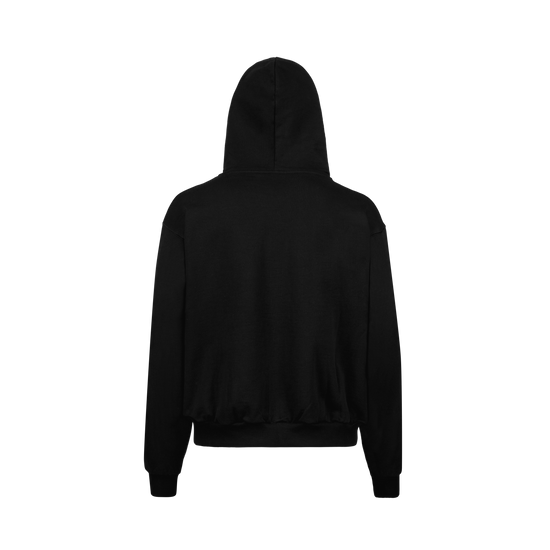 BLACK OVERSIZED ZIPPED HOODIE