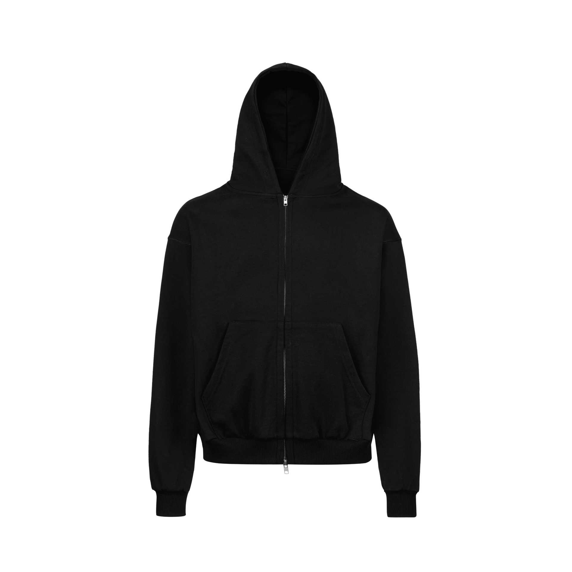 BLACK OVERSIZED ZIPPED HOODIE