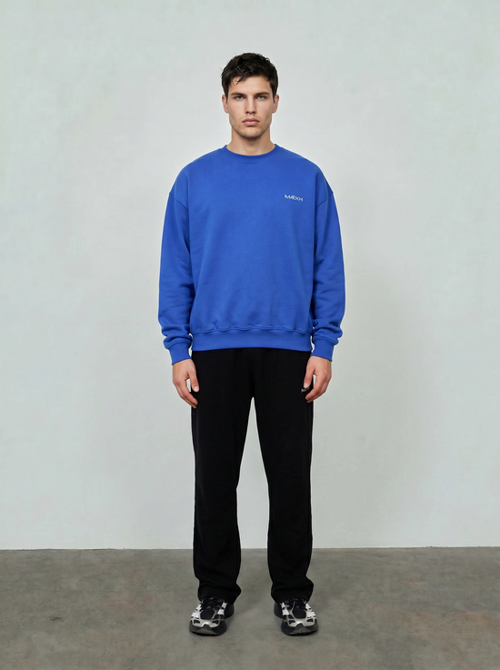 KOBALTOWA BLUZA Z KAPTUREM OVERSIZE