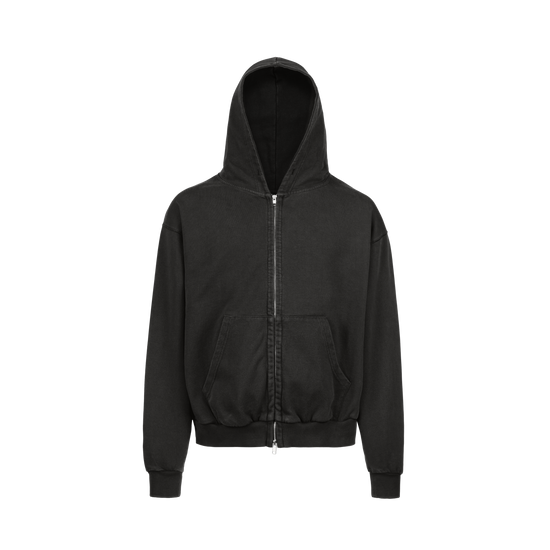 VINTAGE BLACK OVERSIZED ZIPPED HOODIE