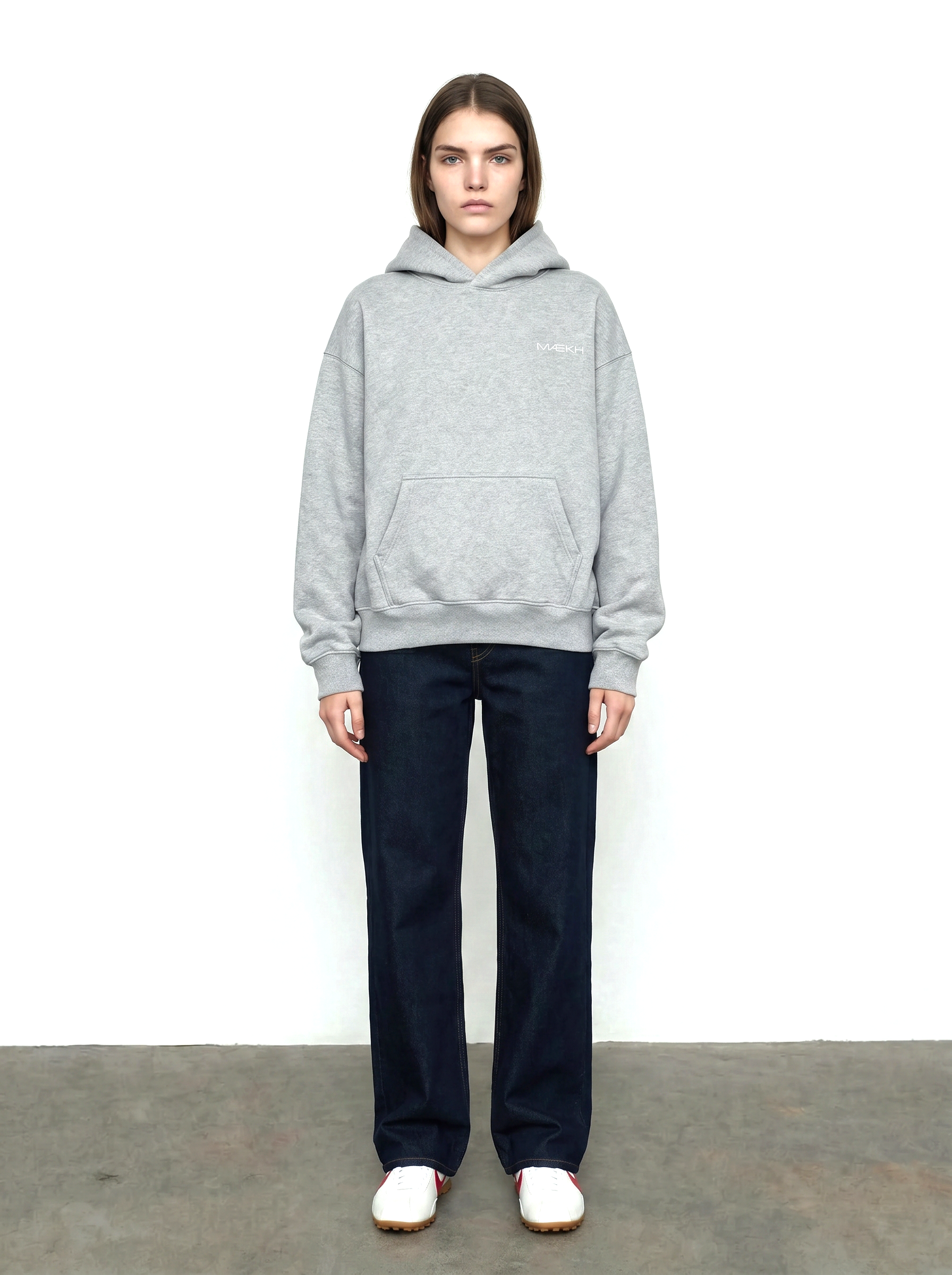 JASNO SZARA BLUZA Z KAPTUREM OVERSIZE